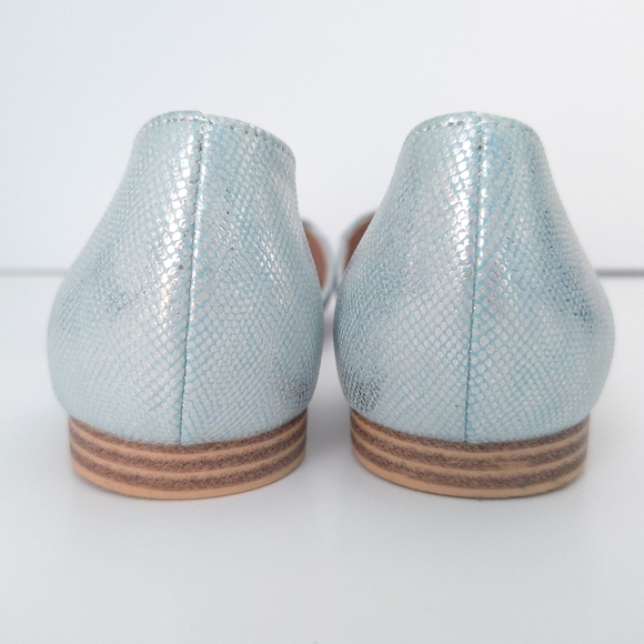 Isaac Mizrahi Metallic Pastel Blue Snakeskin D'Orsay Flats - Picture 5 of 7